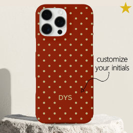 Minimalist Red Orange Custom Monogram Polka Dot iPhone 16 Pro Maxケース