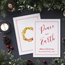 Minimalist|Red Peace on Earth Christmas Card 招待状