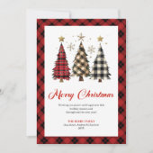 Minimalist Red Plaid Christmas Tree Holiday  シーズンカード (正面)