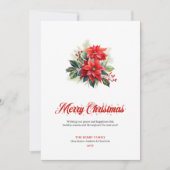 Minimalist Red Poinsettia Stylish Greeting Card シーズンカード (正面)