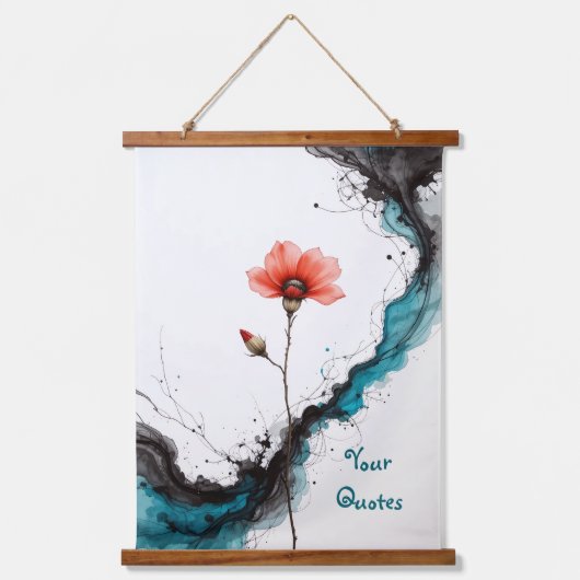 Minimalist Red Poppy Ink Art Print 吊り下げ型タペストリー (正面)
