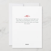 Minimalist Red Ribbon 4 Photo Merry Christmas シーズンカード (裏面)
