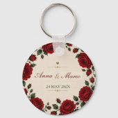 Minimalist Red Rose Elegant Floral Classic Rose キーホルダー (正面)