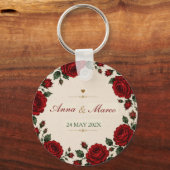 Minimalist Red Rose Elegant Floral Classic Rose キーホルダー (裏面)