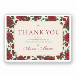 Minimalist Red Rose Elegant Floral Classic Rose シール