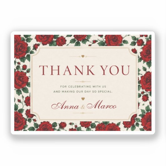 Minimalist Red Rose Elegant Floral Classic Rose シール (正面)