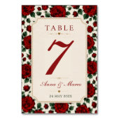 Minimalist Red Rose Elegant Floral Classic Rose テーブルナンバー (正面)