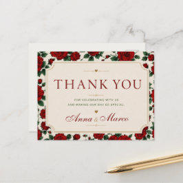 Minimalist Red Rose Elegant Floral Classic Rose ポストカード