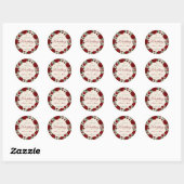 Minimalist Red Rose Elegant Floral Classic Rose ラウンドシール (シート)