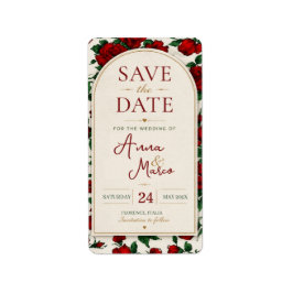 Minimalist Red Rose Elegant Floral Classic Rose ラベル