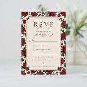 Minimalist Red Rose Elegant Floral Classic Rose 出欠カード (スタンド正面)