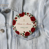 Minimalist Red Rose Elegant Floral Classic Rose 缶バッジ (インサイチュ)