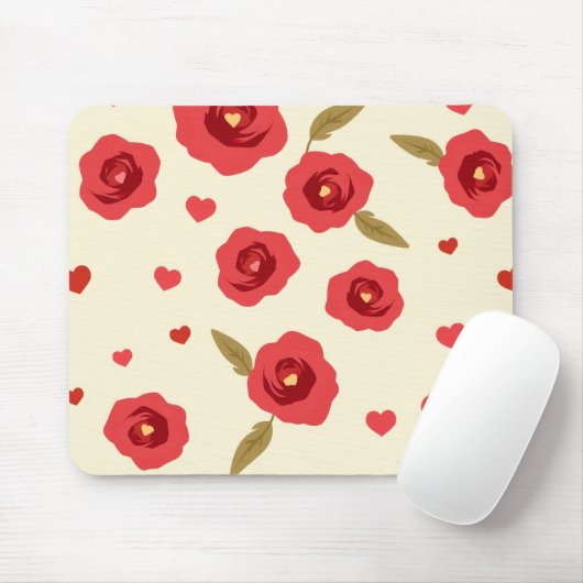Minimalist Red Roses Mouse Pad マウスパッド (マウス)