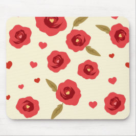 Minimalist Red Roses Mouse Pad マウスパッド