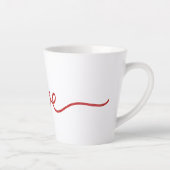 Minimalist Red Script Love Continuous Line Art Sma カフェラテマグ (右)