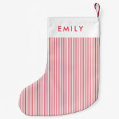 Minimalist Red Stripes Personalized Name  スモールクリスマスストッキング (裏面)
