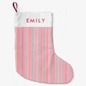 Minimalist Red Stripes Personalized Name  スモールクリスマスストッキング (正面)
