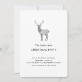Minimalist Reindeer Christmas Party 招待状 (正面)
