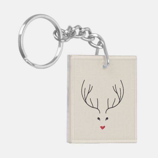 minimalist reindeer face キーホルダー (正面左)