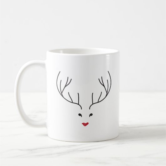 minimalist reindeer face コーヒーマグカップ (左)