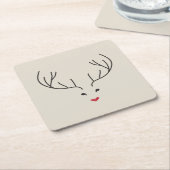 minimalist reindeer face スクエアペーパーコースター (アングル)