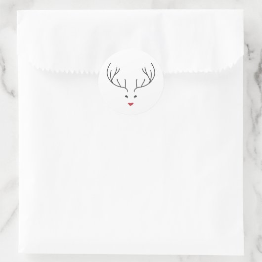 minimalist reindeer face ラウンドシール (バッグ)