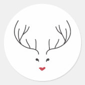 minimalist reindeer face ラウンドシール (正面)