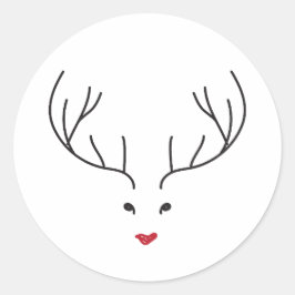 minimalist reindeer face ラウンドシール