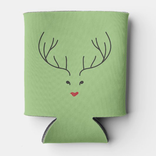 minimalist reindeer face 缶クーラー (正面)