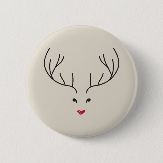 minimalist reindeer face 缶バッジ (正面)