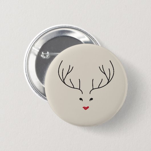 minimalist reindeer face 缶バッジ (正面&裏面)
