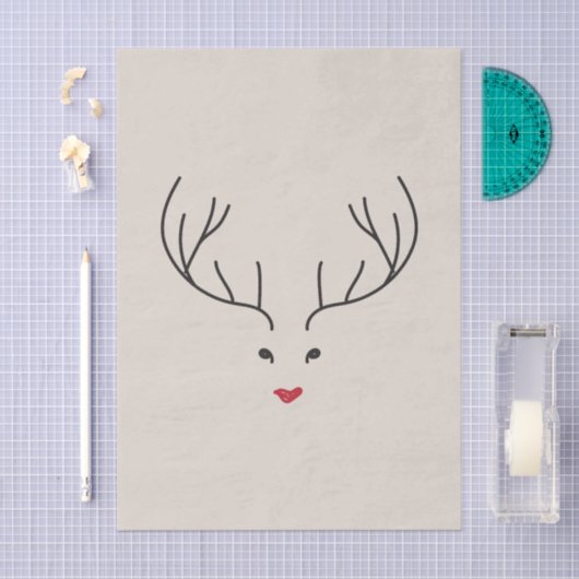 minimalist reindeer face 薄葉紙 (クラフト)
