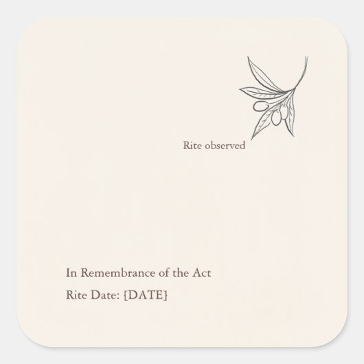 Minimalist Religious Keepsake スクエアシール (正面)