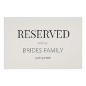 Minimalist ‘RESERVED’ Wedding Sign Warm Ivory ポスター (正面)