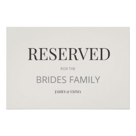 Minimalist ‘RESERVED’ Wedding Sign Warm Ivory ポスター