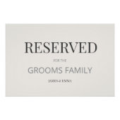 Minimalist ‘RESERVED’ Wedding Sign Warm Ivory ポスター (正面)