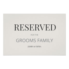 Minimalist ‘RESERVED’ Wedding Sign Warm Ivory ポスター