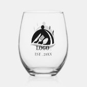 Minimalist Restaurant Logo ステムなしワイングラス (裏面)