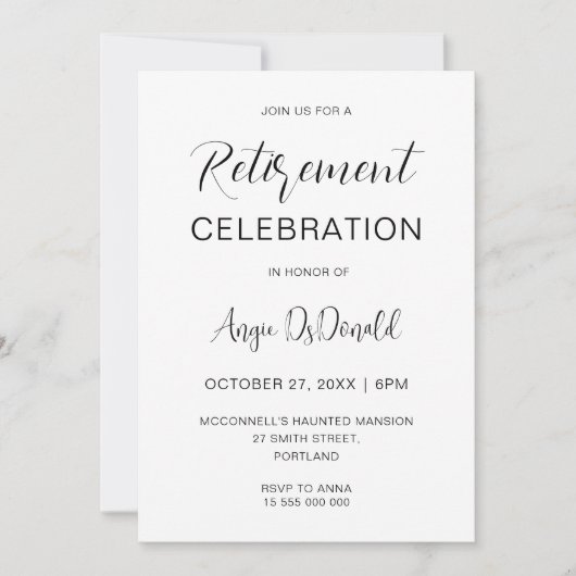 Minimalist Retirement Party Corporate Retirement 招待状 (正面)