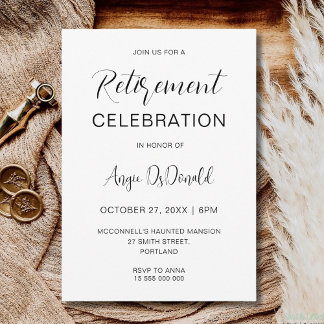 Minimalist Retirement Party Corporate Retirement 招待状