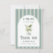 Minimalist Retro Bow Tini One Martini Baby Shower サンキューカード (正面)