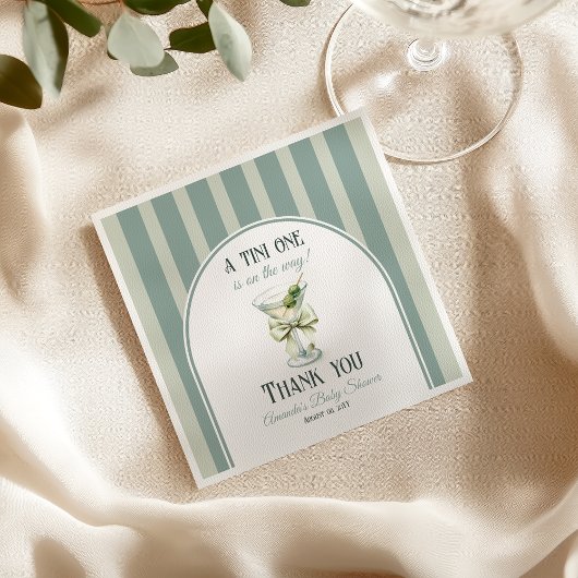 Minimalist Retro Bow Tini One Martini Baby Shower スタンダードランチョンナプキン