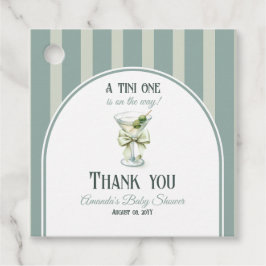 Minimalist Retro Bow Tini One Martini Baby Shower フェイバータグ