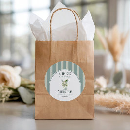 Minimalist Retro Bow Tini One Martini Baby Shower ラウンドシール