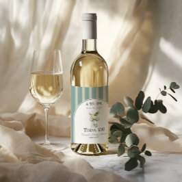 Minimalist Retro Bow Tini One Martini Baby Shower ワインラベル