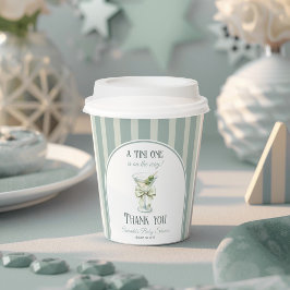 Minimalist Retro Bow Tini One Martini Baby Shower 紙コップ