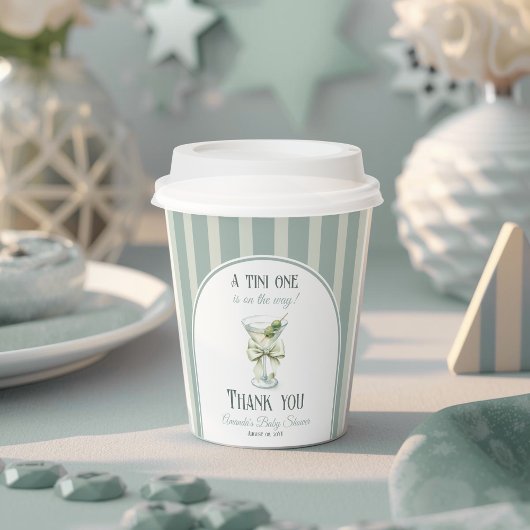 Minimalist Retro Bow Tini One Martini Baby Shower 紙コップ