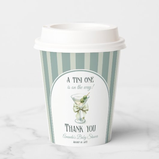 Minimalist Retro Bow Tini One Martini Baby Shower 紙コップ (裏面)