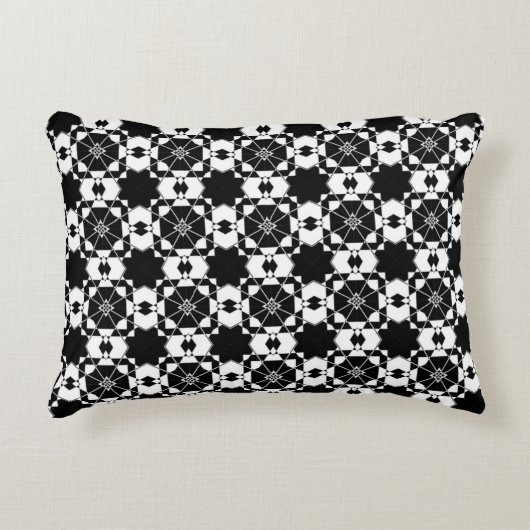 Minimalist retro check pattern – Monochrome design アクセントクッション (正面)