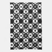 Minimalist retro check pattern – Monochrome design キッチンタオル (縦)